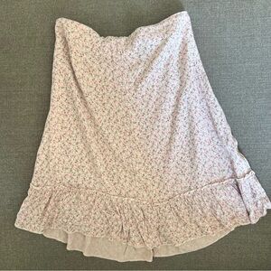 Floral Pink Skirt with Ruffle Hem